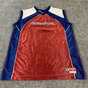 VTG Spalding Jersey Mens Large Red Lightweight Basketball Gym‎ Sports Retro 90s